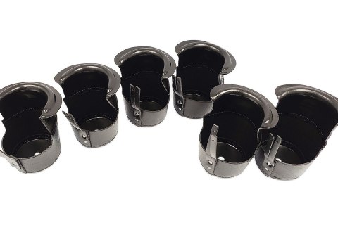 Komplet 6 skórzanych koszyków z łuzami